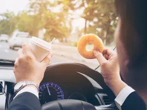 Driver Drops Doughnut - Then Slams Into Traffic